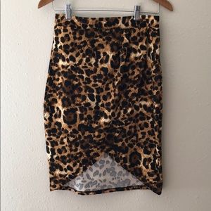 Leopard Print High-Low Skirt